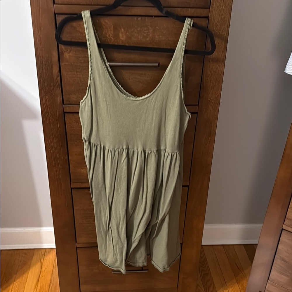 American Eagle Outfitters Green Smocked Tank Dress